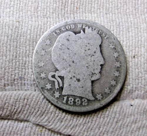 1892 P SILVER BARBER QUARTER