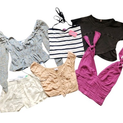 Lot of 6 Mixed Tops Shorts Size S Free People Victoria's Secret Edikted