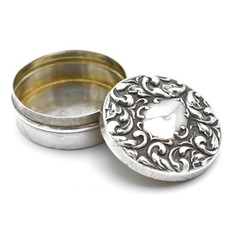 Antique Solid Silver Pill Pot Snuff Box Repousse Edwardian 1905
