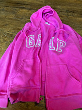 GAP Women s Pink Full Zip Hoodie 2XL Logo Fleece Cotton Blend Pockets