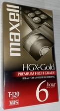 1 -Maxell Video Cassette HGX-Gold Premium High Grade 6 Hour T-120 VHS New Sealed