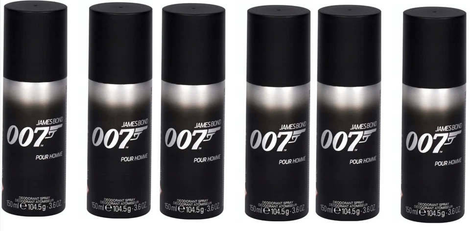 ⭐ James Bond 007 Pour Homme Set 6 x 150 ml Deo Deodorant Deo Spray Neu OVP ⭐