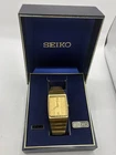 Vintage Seiko Gold Tone Mens Tank New Battery Working w/ Box