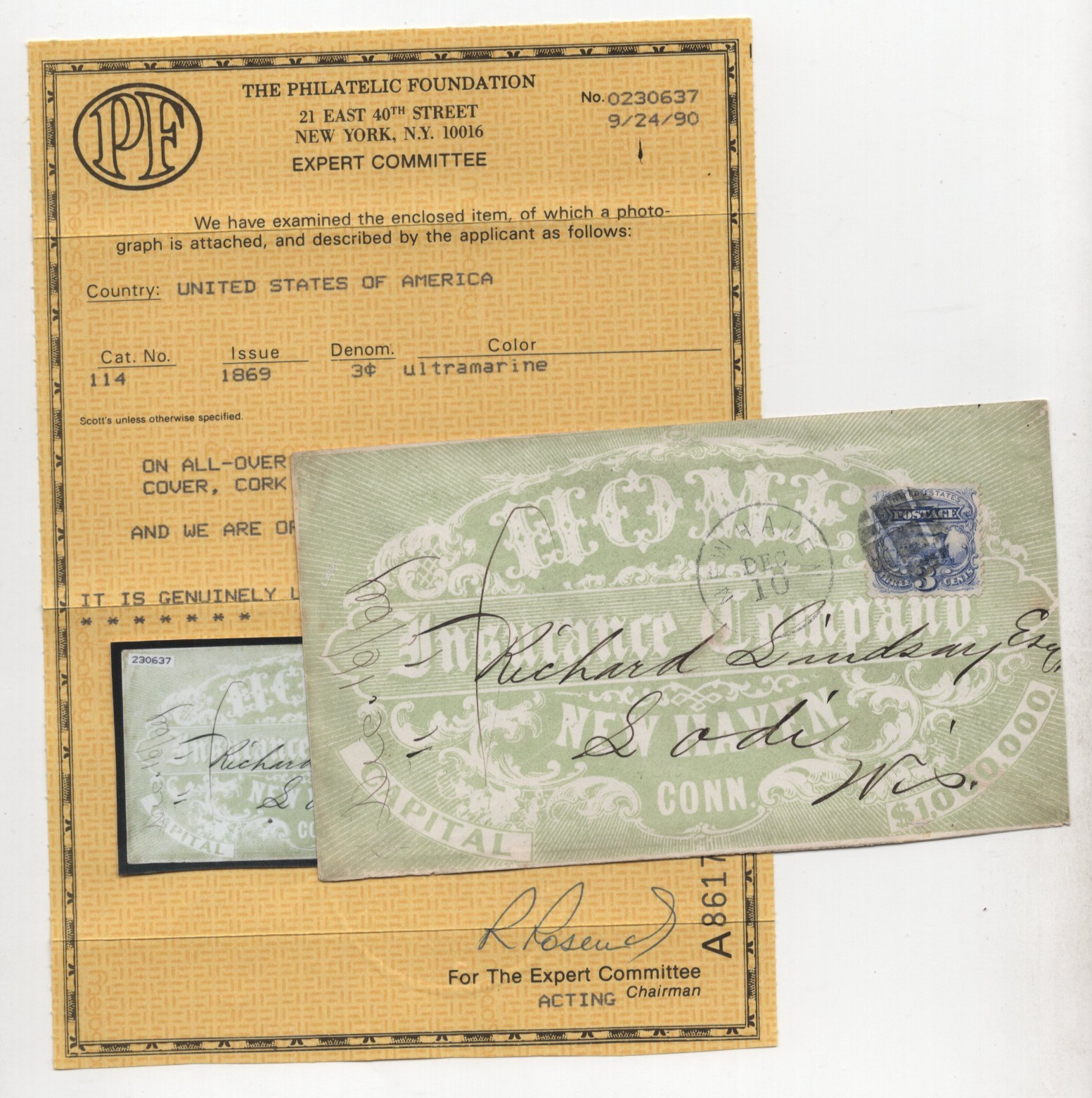 Us 1869 New Haven Ct Home Insurance Advertising Cover Sc 114 With Coa