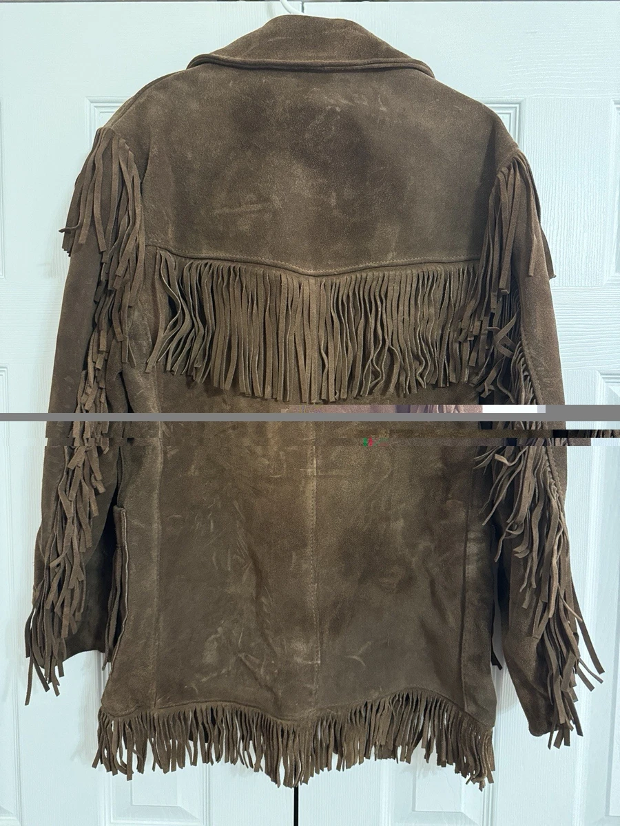 Chaqueta de cuero de gamuza con flecos occidentales Schott Rancher Hecha en EE. UU. Talla 42