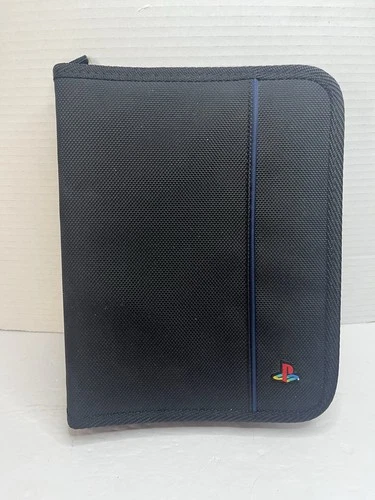 Vintage Playstation Game Carrying Case Binder Holds Discs Cards & Manuals Black