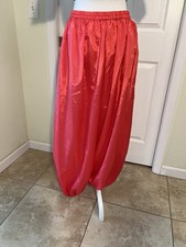 Vibrant Coral Pink Satin Silk Harem Pants - Bollywood Dance
