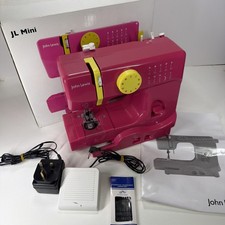 John Lewis JL Mini Sewing Machine Fuchsia Pink Neon Yellow 10 Stitch BOXED VGC