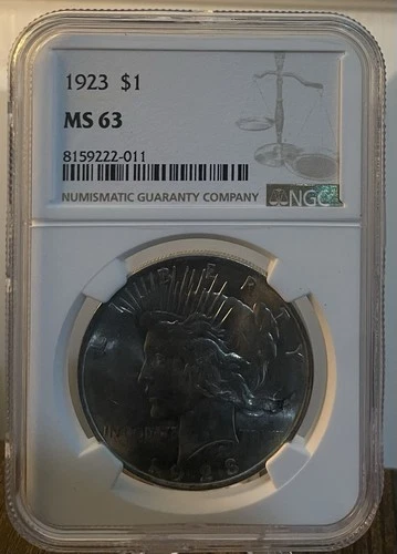 NGC 1923 S$1 MS 63 Peace Dollar