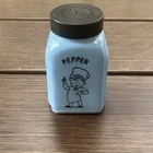 Vintage Tappan Chef Pepper Shaker Blue Milk Glass with Lid Nice Art Deco McKee