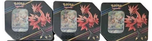 Lot Of 3 X Pokemon TCG: Crown Zenith Tin Galarian Zapdos Factory SEALED