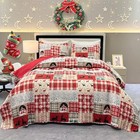 Oversized Christmas Quilt Set 118x106 California King Size Rustic Lodge Deer