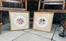 Vintage Framed Floral Prints Sweet Pea & Pansy Cottagecore Wall Art Botanical