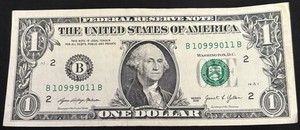 2021 New York $1 Bill Trinary Chunky Ladder Semi Radar Note 