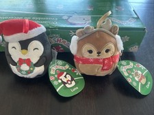 Squishmallows Darla Reindeer  Luna Penguin 4" Christmas Plush Ornament 2023 NWT