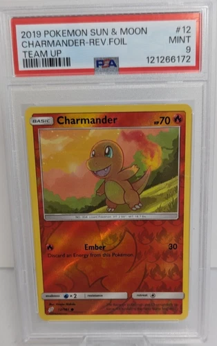 2019 Pokemon Sun & Moon Team Up #12 charmander Rev. Foil PSA 9 MINT