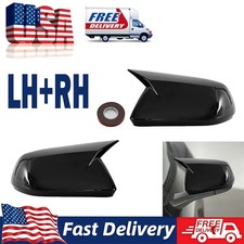 For 2015-2022 Ford Mustang Gloss Black M Horn Rearview Side Mirror Cover Cap US