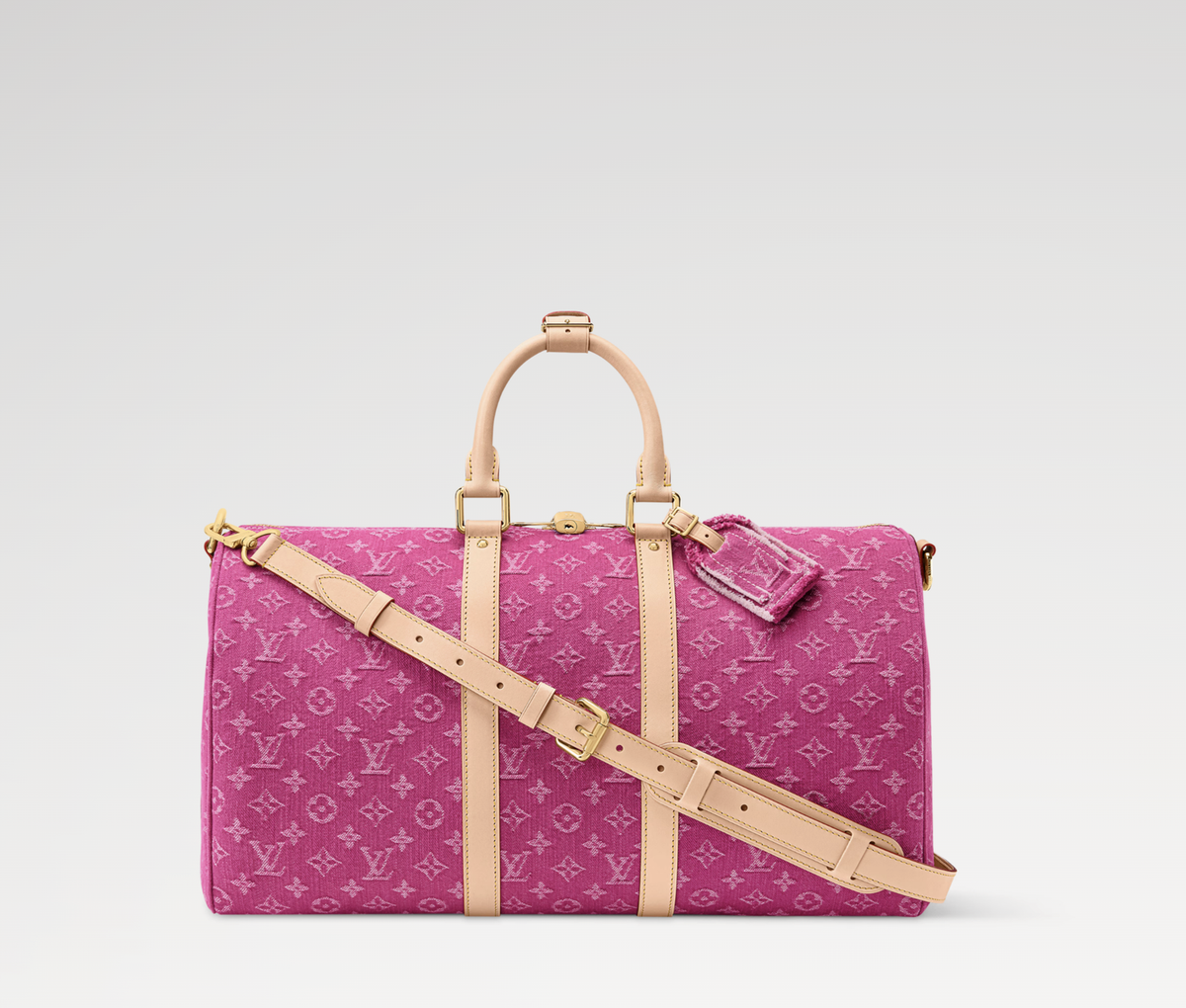 Louis Vuitton Keepall Bandouliere 45 Denim Boston Bag Pink M27944