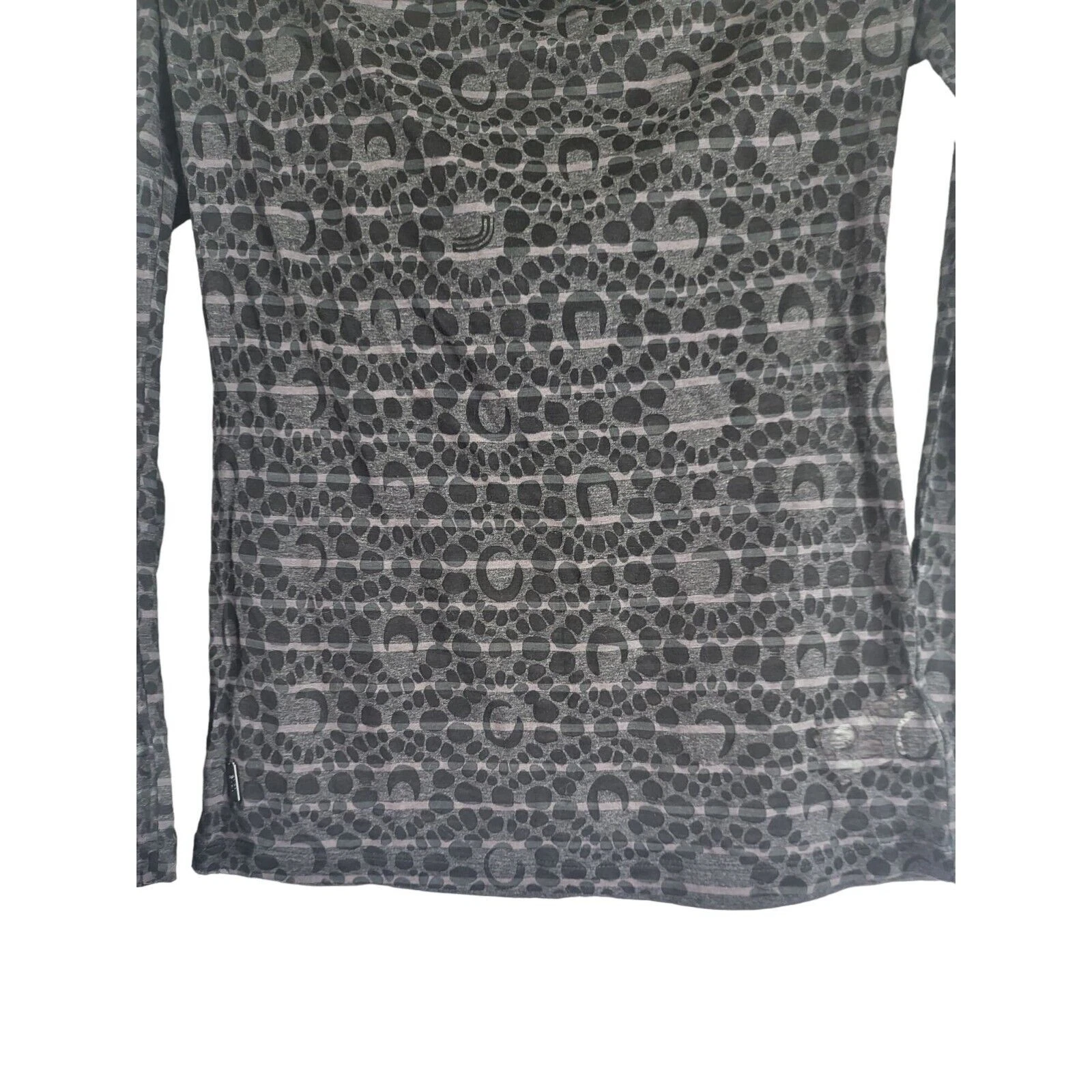 lole long sleeve pullover sheer wide neck blouse shirt