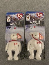 RARE Ty Maple the Bear Beanie Babies 1999 McDonald's Exclusive Beanbag Plush X2 