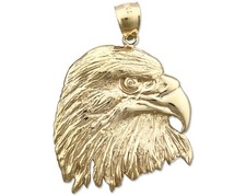 14K Gold Bald Eagle Head Pendant