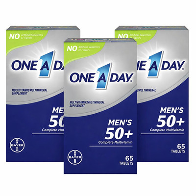 3 Pack One A Day Men's 50+ Complete Multivitamin 65ct (195 Total) NEW