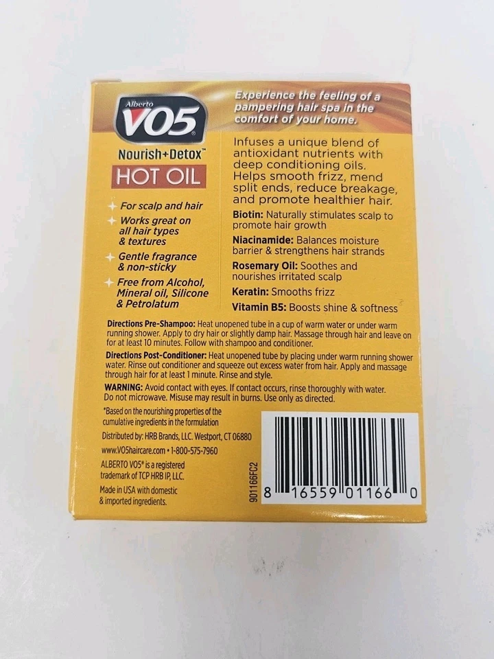 Tratamiento revitalizante acondicionador intenso aceite caliente Alberto Vo5 r 0,5 tubos 2 ct Foto 2 de 2