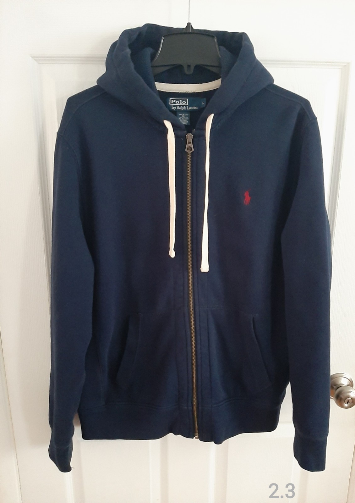 Vintage Y2K L Polo Ralph Lauren blu fullzip doppia maglia felpa con cappuccio rosso ricamato pony