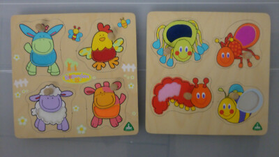 ELC Early Learning Centre Wooden Puzzle Blossom Farm Steckpuzzle Baby Tiere 2Stk