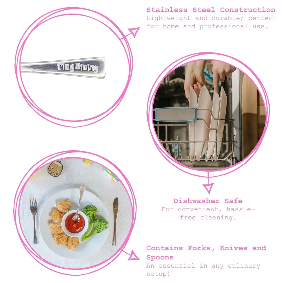 12pc Stainless Steel Children's Cutlery Set Dinner Knife Fork Spoon Utensils - image 2 of 4