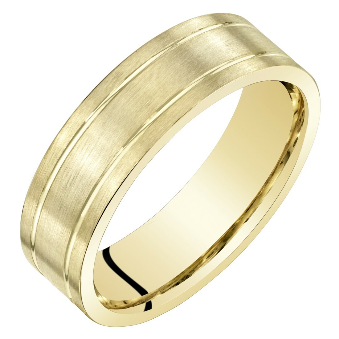 Men's 14k Yellow Gold Wedding Ring, 6mm, Comfort Fit Ring Sizes 8 to 14