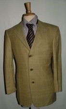 MENS ERMENEGILDO ZEGNA BLAZER SIZE 40 R 100 WOOL KHAKI PLAID MADE IN ITALY 080