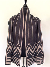 Unisex Louis Vuitton Scarf 100 Cashmere Pattern Beige Gray LV Wrap Stole