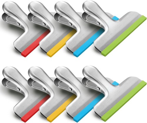HOUSE AGAIN 6 Pack Stainless Steel Chip Bag Clips Covered with Colorful Silicone - Picture 20 of 23