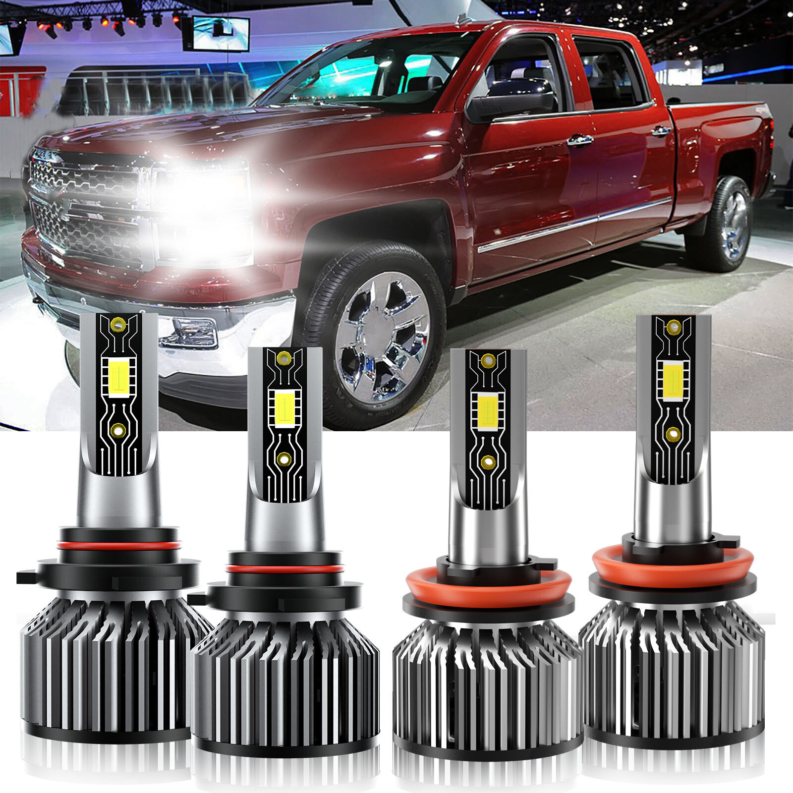 Combo 9005+H11 LED Headlight Bulbs For Chevrolet Silverado 3500 HD 2007-2021