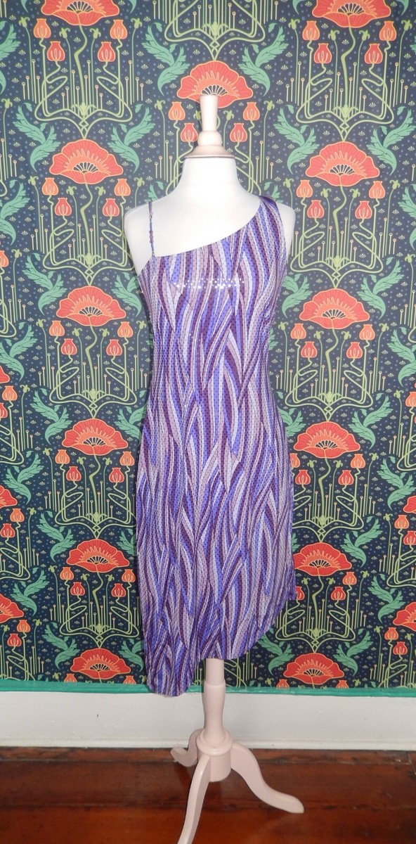 Vintage 90's Y2K Asymmetrical Hem Purple One Shoulder Party Clubbing Dress  | eBay