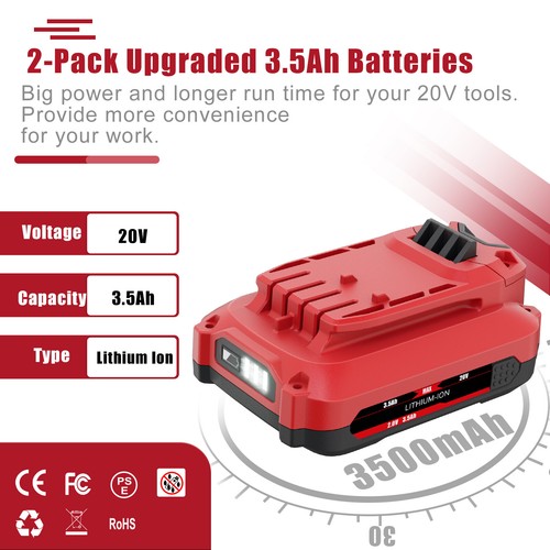 3Ah 20 Volt Lithium-Ion 3.5Ah Battery for PORTER CABLE 20V Max PCC680L PCC685L - Picture 22 of 25