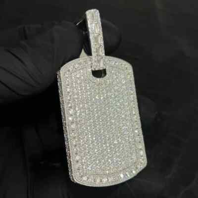 Mens Charm Pendant 3.10 Ct Round Cut Simulated Diamond 925 Silver Gold Finish
