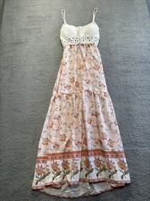 Women Shein Knit Top Open Back Floral Multicolored Maxi Spring Dress Small