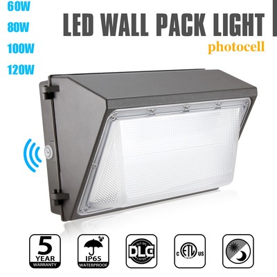 60W 80W 100W 120W LED Wall Pack Light Commercial Dusk to Dawn Security Lighting