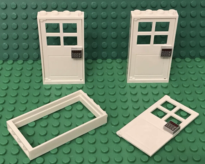 Lego 3 City Town White Door With 1x4x6 Frame With Smart Key Lock