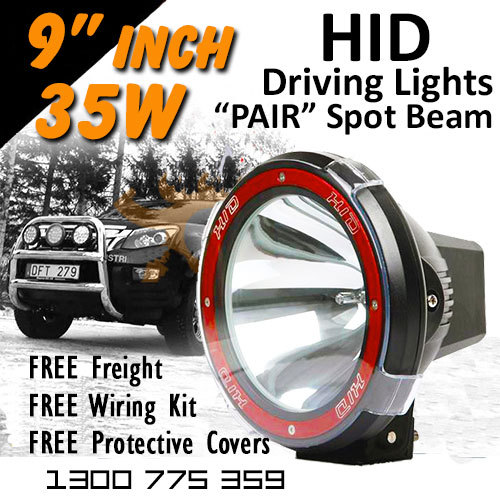 HID Xenon Driving Lights - 9 Inch 35w Spot Beam 4x4 4wd Off Road 12v 24v - Bild 1 von 5