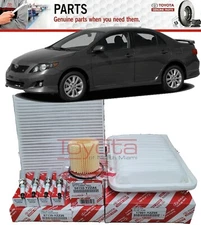 OEM Toyota 09-12 Corolla Tune Up Service Kit Cabin Engine Oil Filter Spark Plugs