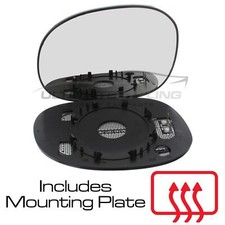 Wing Mirror Glass Peugeot 206 1998-2009 Heated Convex Passenger Side Left Hand