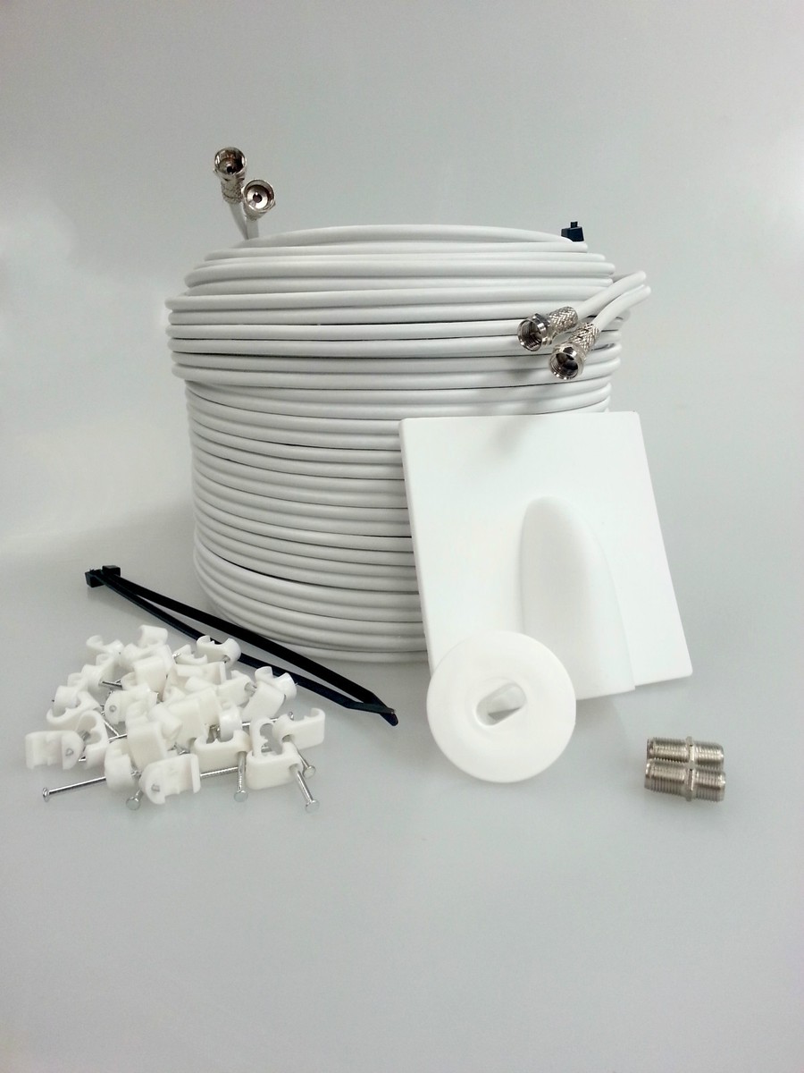 Cavo Doppio 10m Per Sky HD Cavo Coassiale Doppio (Twin) Bianco 10m Per Satellite - Prolunga Per Sky , HD, Freesat, 4K Ready Cavo Bianco Twin Shotgun - Foto 7