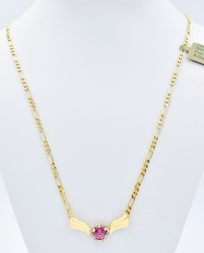 GENUINE 1.20 Ct PINK SAPPHIRE & DIAMOND HEART NECKLACE 10K SOLID GOLD -NWT - Picture 4 of 7