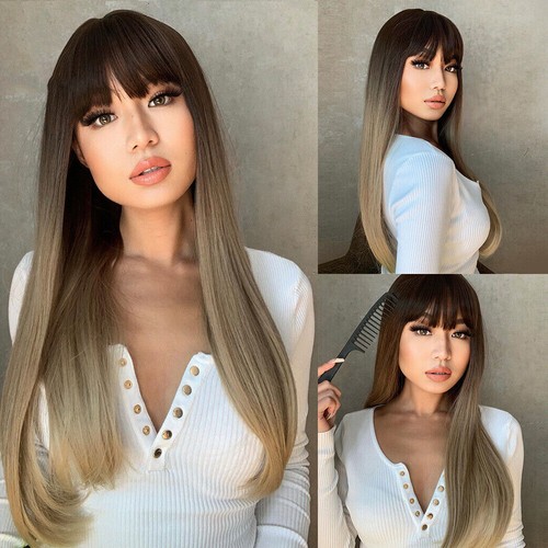 Long Ash Brown Blonde Wavy Synthetic Wigs Full Costume Cosplay Women Daily Party - Picture 11 of 11