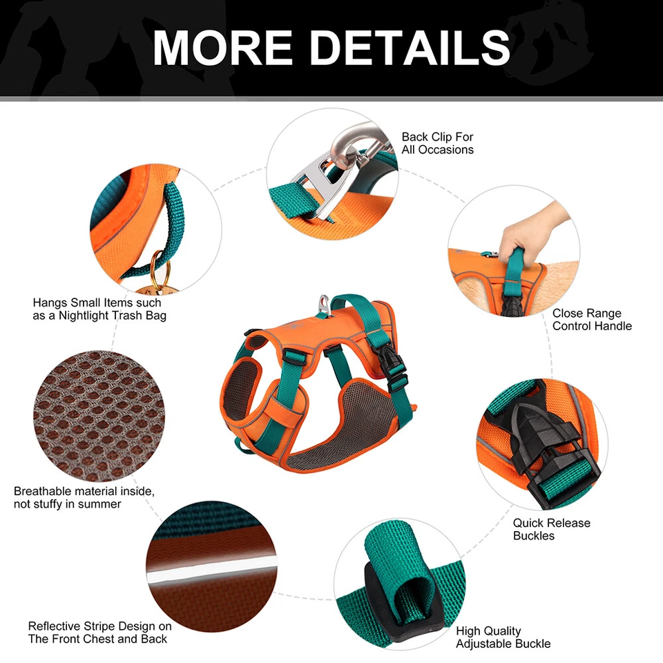 Hundegeschirr Brustgeschirr Verstellbar Mesh Gepolstert Reflektierend mit Griff - Bild 4 von 4