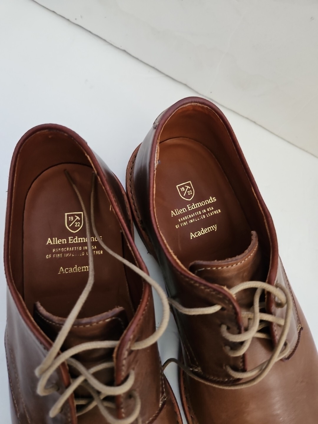 SAOLA Scarpe eleganti derby Allen Edmonds Academy da uomo Oxford taglia 9 D in pelle marrone usate