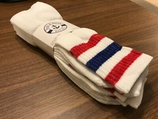 Yacht  Smith Cotton Tube Socks, Referee Style, Size 10-13 White W/Stripes